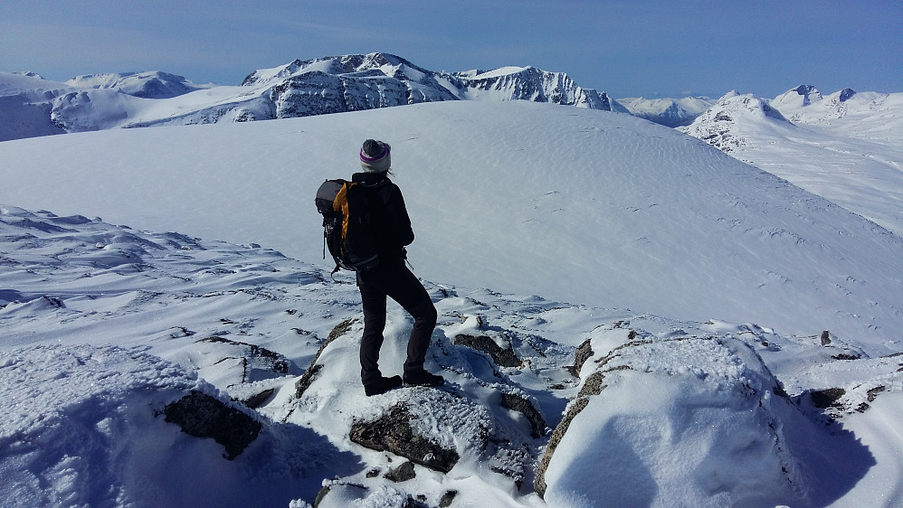 Frå Nonshøa og med eit Trollbundent skue av nydelege fjell, mot Sunndalen