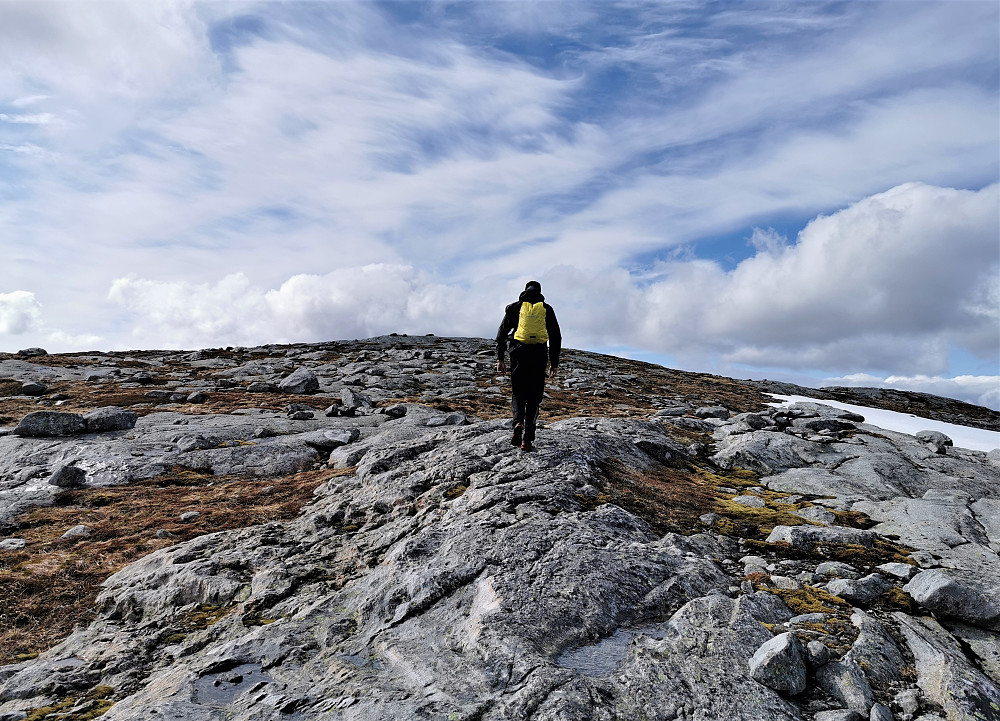 Det flater ut mot toppen av Stølsfjellet 670 moh 