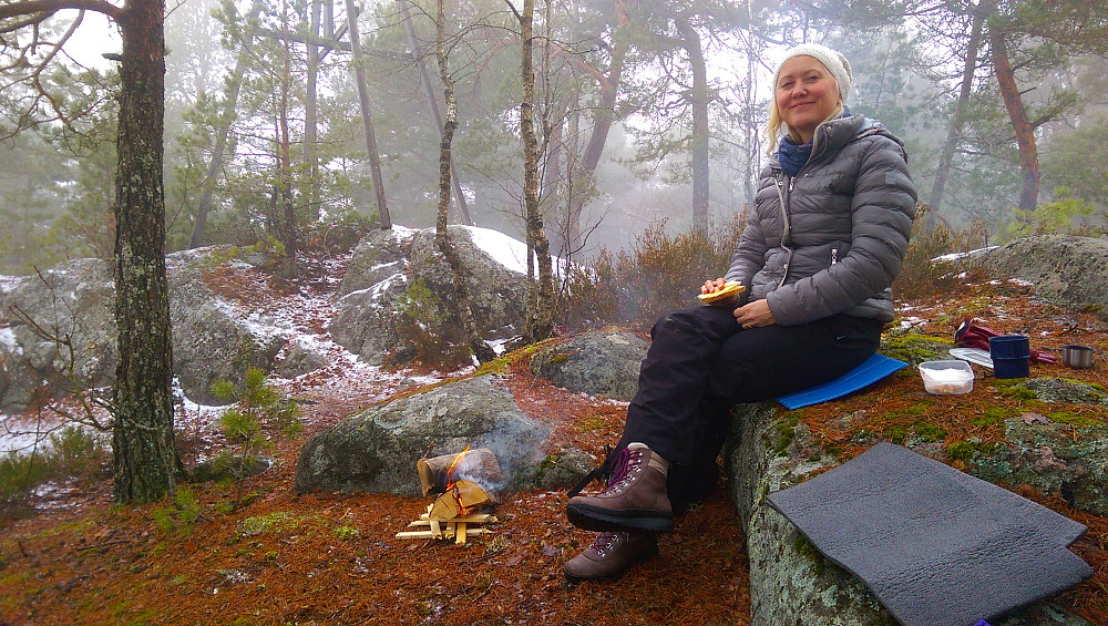 Lunch litt nedenfor toppen
