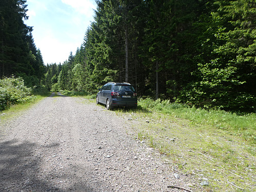 Her fulgte jeg Vestmoenveien 2,5 km innover til jeg kom til en parkeringslomme. Gikk så videre ca 100 meter hvor jeg tok inn til høyre.