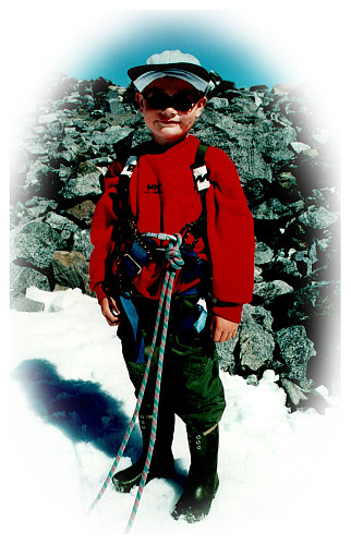 Amund (5 år) klar for breen og Piggen.