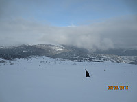 Det var helt perfekt å ake ned igjen i nysnøen :-)