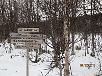 Skiltet på Melgårdsetra hvor det tar av løype opp på fjellet
