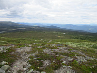 Utsikt fra toppen av Hovdsjøfjellet og bort på Veslehorta