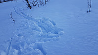 Her skar skiene gjennom og det ble et fall