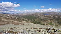 Fra Rundfjellet og ned mot Remdalen og Vangfjell som var dagens første topp