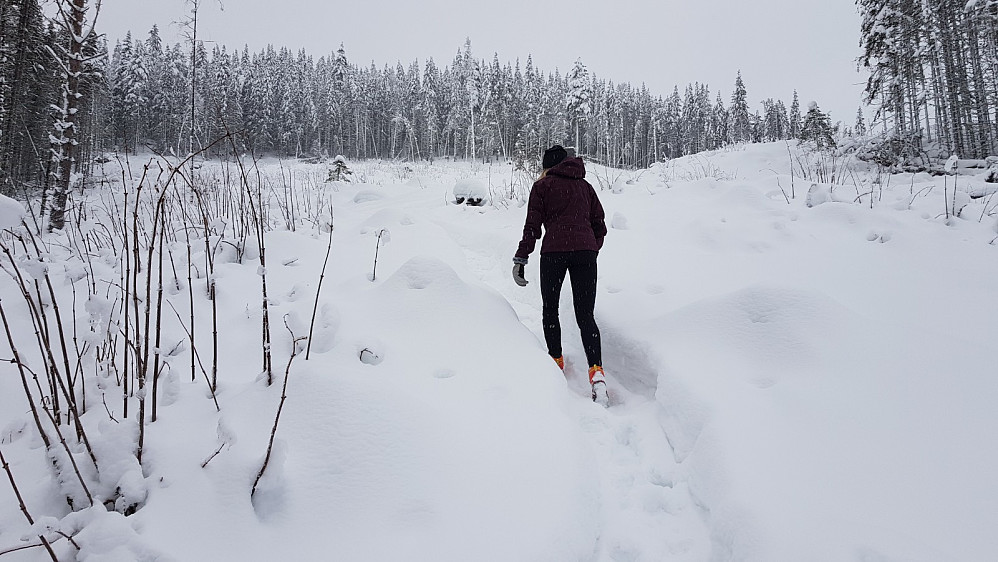 Bratt og hard start på gamle stien i litt nysnø