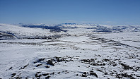 Utsikt sørover mot Rondane, hvor det faktisk var noen skyer å se i det fjerne