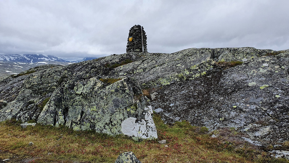 Turkasse på toppvarden på Vardhovdtinden. Boka i kassa var fra 2014 og fullskrevet