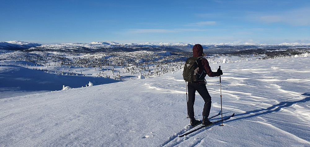 Fantastisk utsikt mot Jotunheimen i det flotte vinterværet