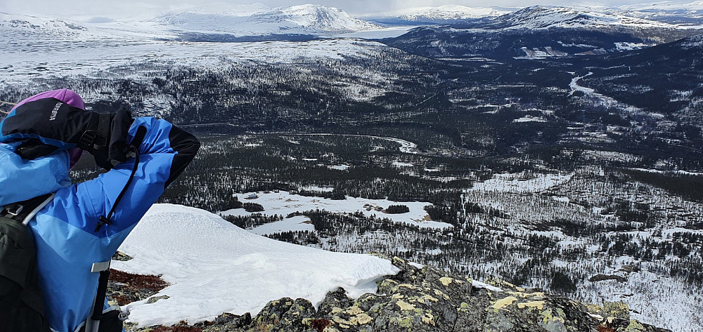 Fra Sjolikampen hadde vi panoramautsikt over dalen og så rett ned på turstart
