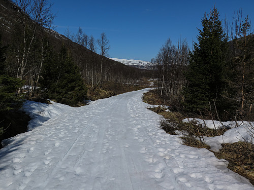 Enda godt med snø innover koselige Tromsdalen