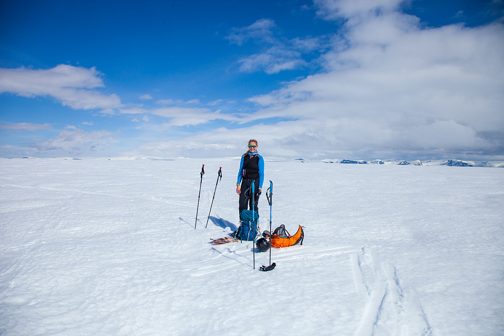 På toppen av det høyeste punktet på Grovabreen (1633 moh)