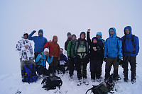 En fornøyd gjeng på Surtningssue Sørtoppen 2302 moh