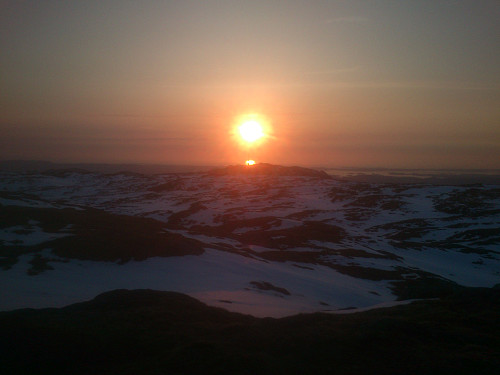 Solnedgang fra Byfjellenes høyeste punkt