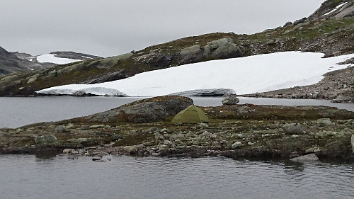 Fremme ved camp etter 8 timer, rundt 23 km og nærmere 1200 høydemeter.