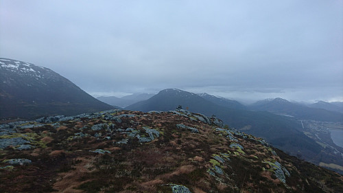Toppen av Øygardsheia, 399 moh. Var ikke her opp lenge.