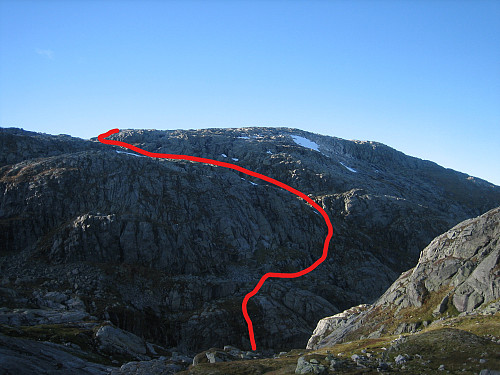 Anbefalt rute ned fra Gråheivarden til Glomsdalsskardet.