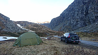 Tidlig morgen ved camp i Fagerdalen, 710 moh.