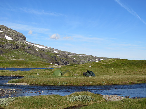 Forlater "camp Blåbergdalen" kl 0800 for dagens fjelltur.