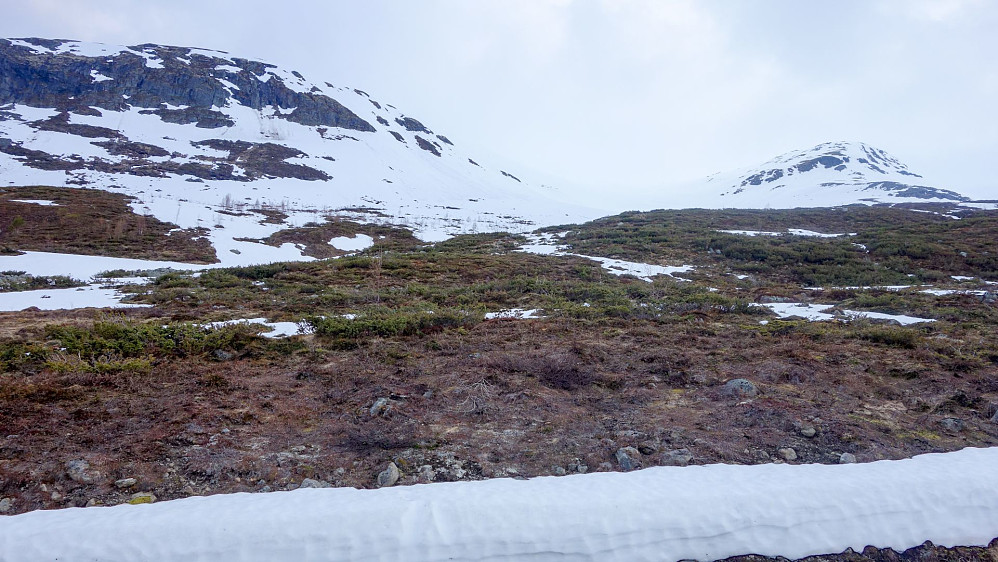 Snøforholdene ved startstedet. Måtte bare bære 50 m.