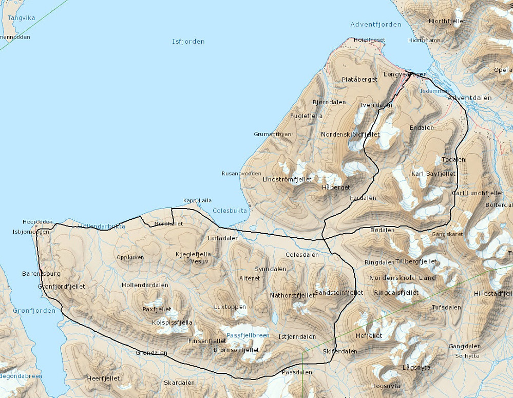 Ruta er vist med svart