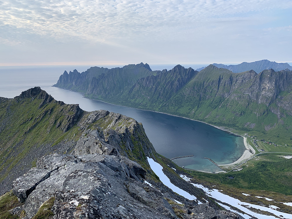 View from the top over Ersfjord and Oksehorner