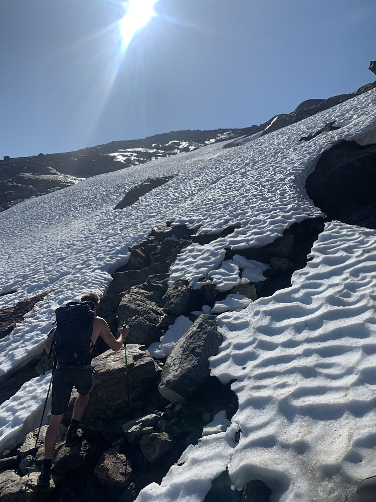 One of the steeper snow gullies
