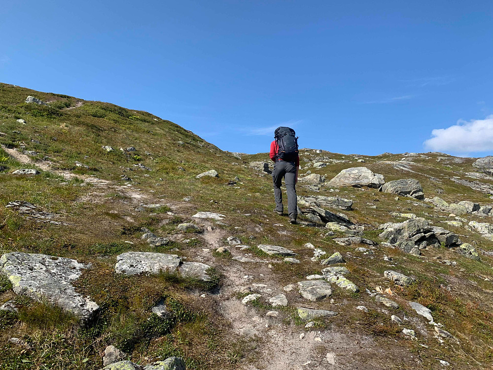 Following the path up Tverrfjellet