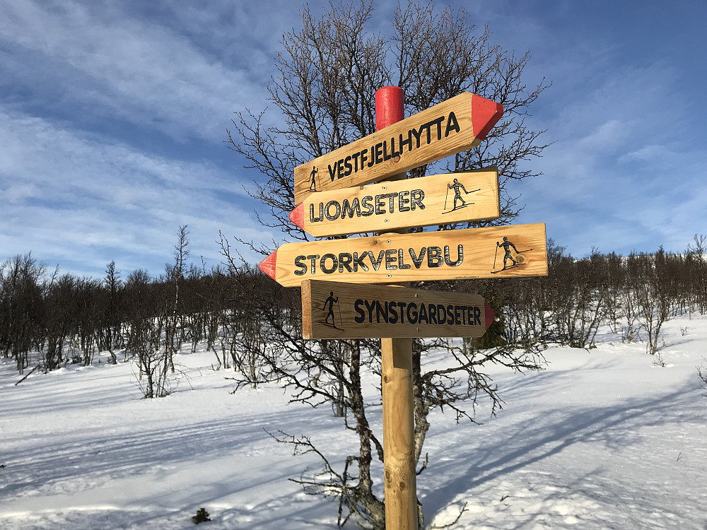 Løypeskilt på "Vetafjellet rundt" løypa