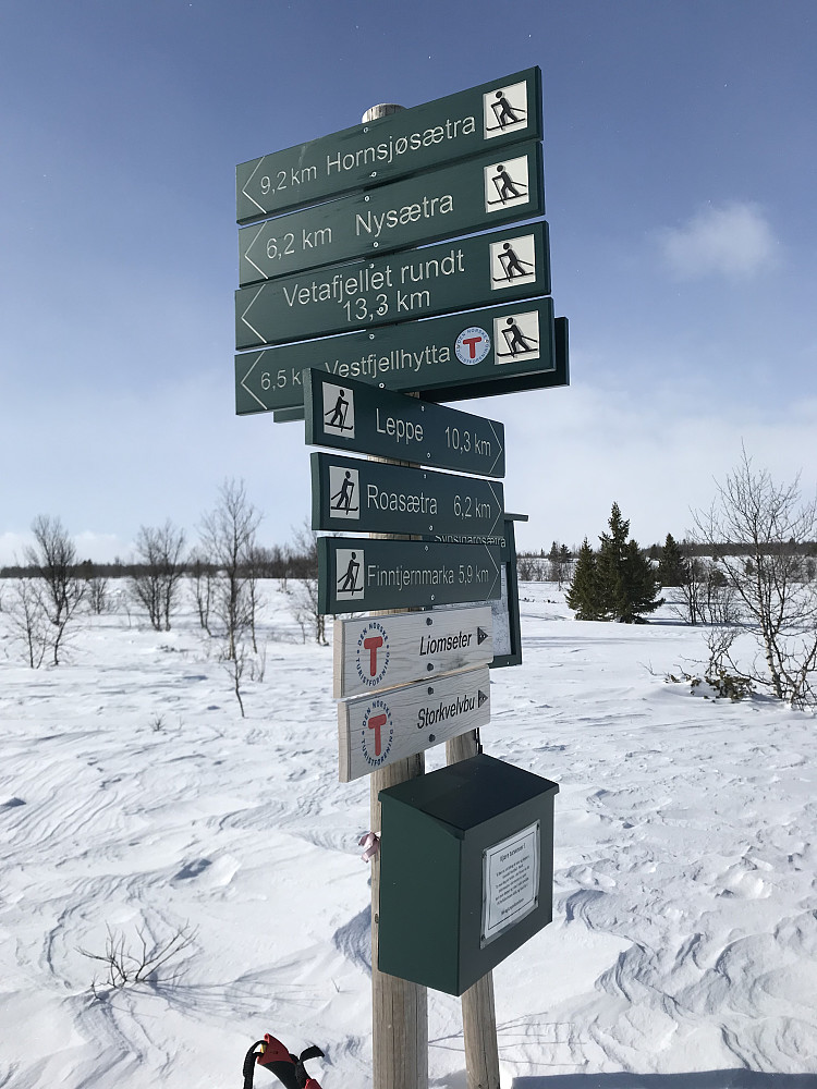 Løypeskiltet ovenfor Fjelltitthaugen