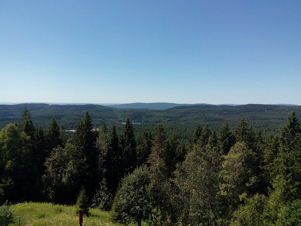 Fra toppen/tårnet nordover mot Maridalsvannet, Holmenkollen og Tryvann