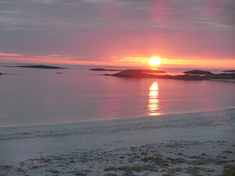 Solnedgang fra teltplassen.