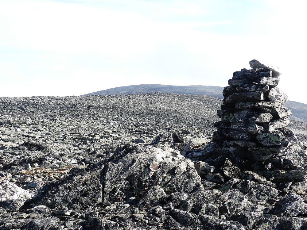 På Grjothøe, 1943 moh. Tverrfjellet i bakgrunnen.