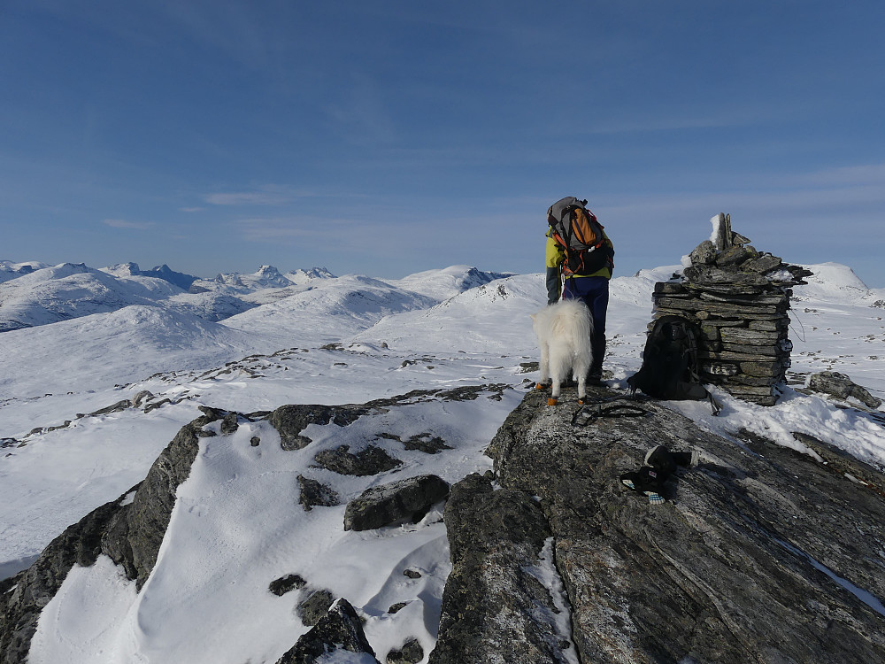 På toppen av Raudmyrhøa, 1617 moh. Fantastisk utsikt!