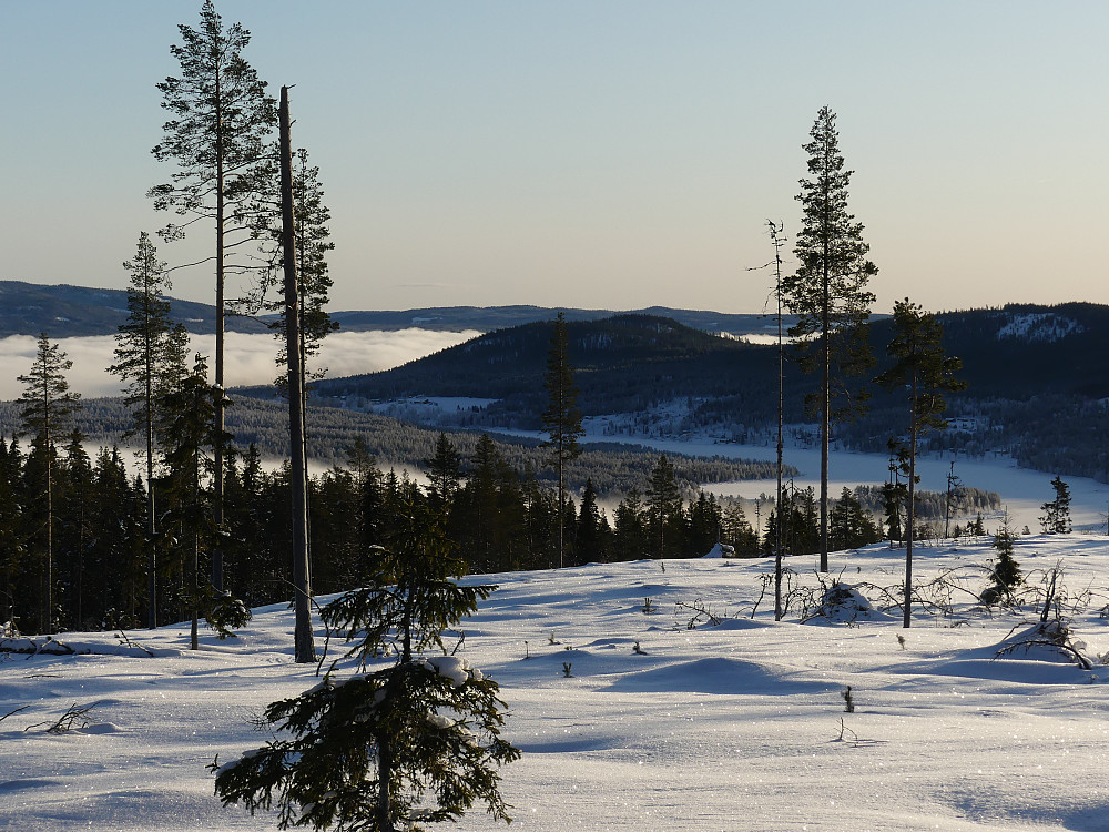 Sørover Osensjøen. Åsen midt på bildet er Moldbergkampen.