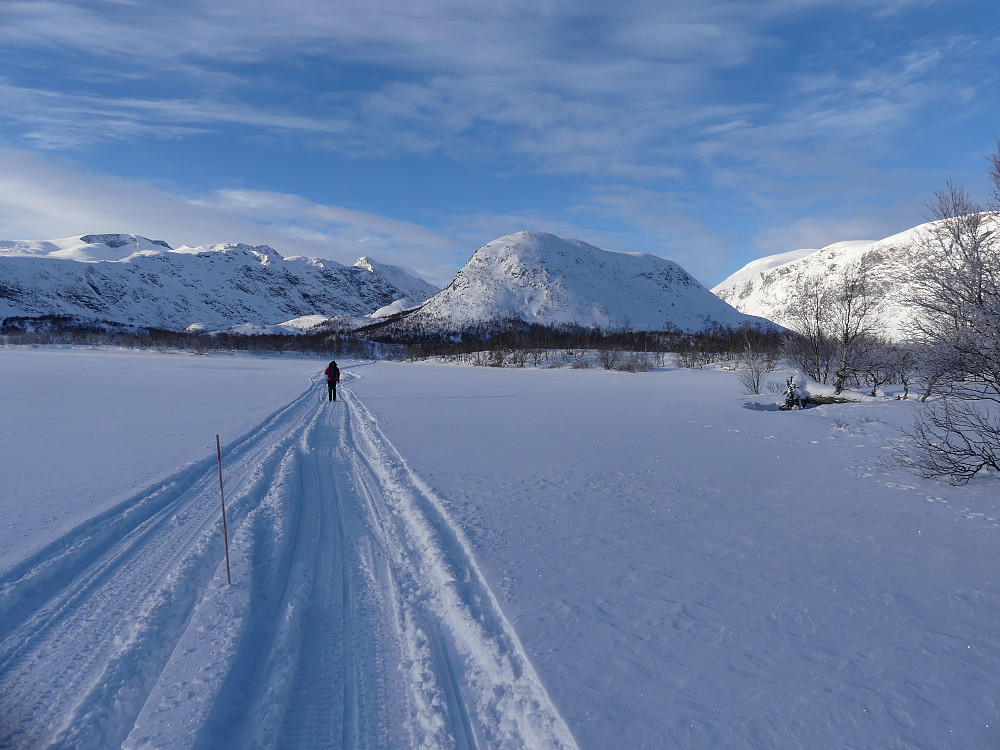 Vi fulgte noen skuterspor over Mågåhølen på vei til Gjendehøe.