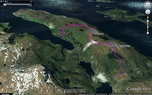 GPS spor fra turen over Toreheia og Ytrevågsfjellet