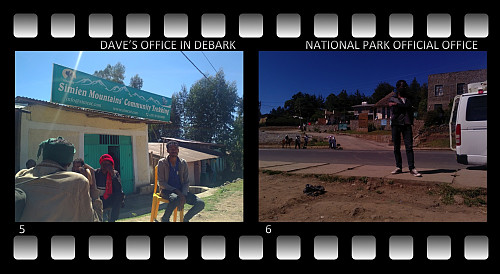 In Debark. #5: Dave's office. #6: The National Park Office where you have to register before you can enter the park. In the lower right corner Dave's Toyota Hiace may be seen.