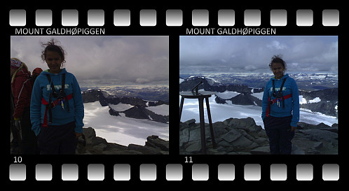 Images 10 and 11: My youngest daughter on top of Mount Galdhøpiggen.