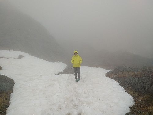 Våren var i anmarsj, og det var kommet relativt lite snø i fjellet i dette området, men likevel lå det fortsatt flekkvis snø over ca. 750 meters høyde.