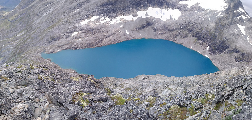 Image #8: Panorama photo of Lake Bispevatnet ("The Bishop's Lake") as it is seen from the south ridge of Mount Bispen.