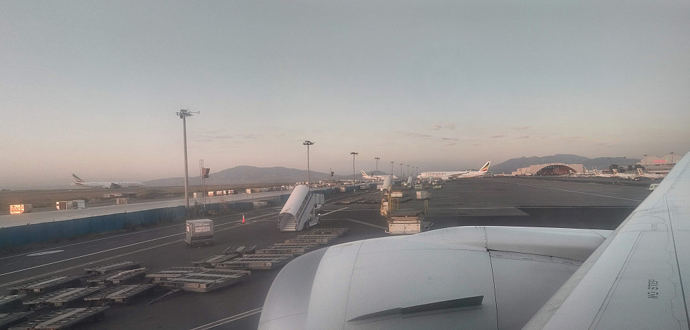 #1: At Bole International Airport upon arrival in Addis Ababa. The mountain to the left is Mount Furi (2839 m.a.s.l.), and the one to the right is Wochecha (3391 m.a.s.l.).