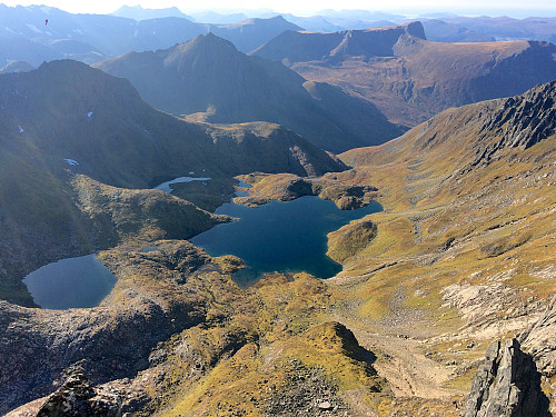 #2: Molladalen valley as seen from Mohn's Peak. During spring, summer and autumn, a lot of mountaineers tend to camp around the larger lake of the valley, while climbing the many peaks surrounding the valley.