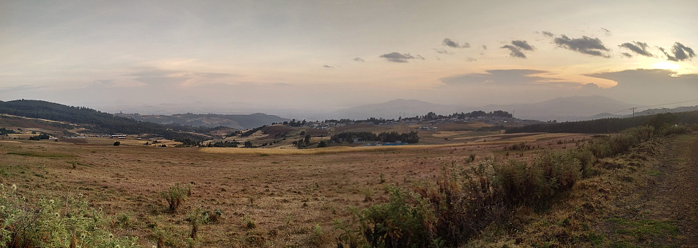 #1: Panorama view from Entoto; this image was captured just a short distance from the summit, about where the Entoto Observatory is located. The mountain in the middle of the photo (beyond the city of Addis) is the Gara Furi Terara. The mountain to the right is the Wochecha mountain.