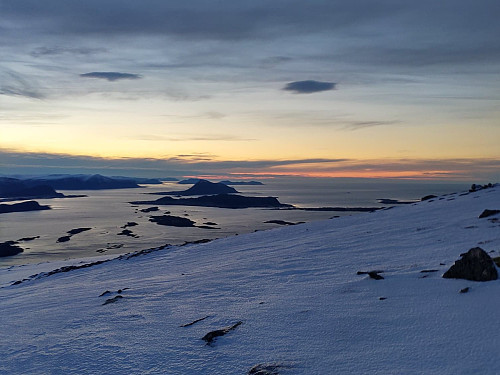 #2: View towards the islands south west of the mountain. Days are short in Norway at this time of the year.