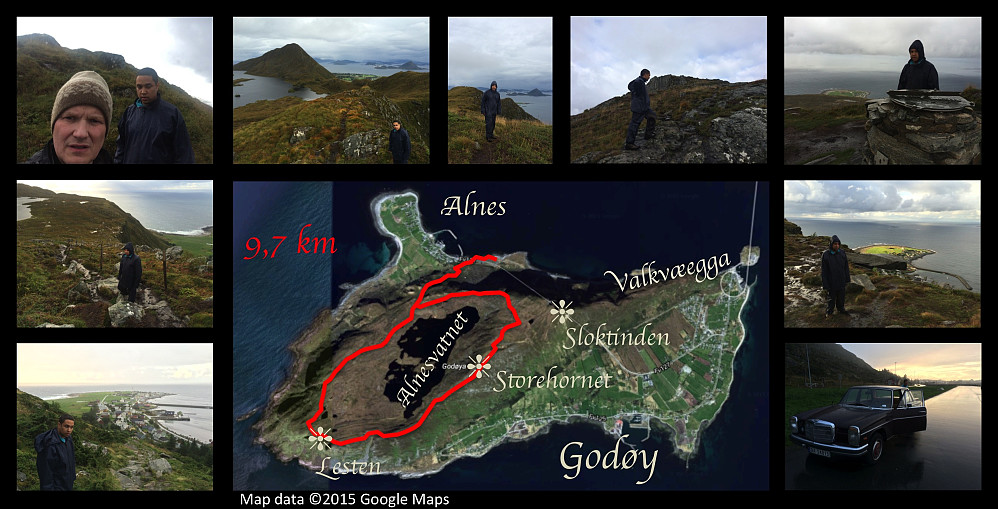 GPS track and various images from this day's trip on the mountains of Godøy Island.