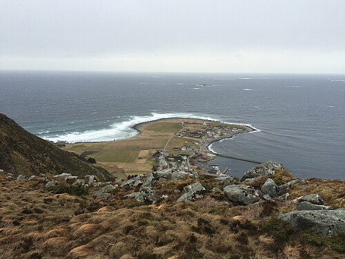 The promontory, or headland of Alnes, as seen from the mountain ridge just north east of lake Alnesvatnet.