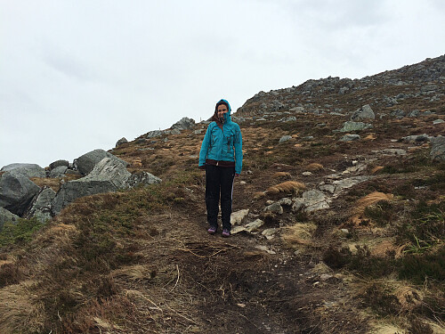 On the trail down from the mentioned mountain ridge (see previous image legend) to the mountain plateau on which lake Alnesvatnet is located.