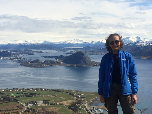 View from Mount Storhornet towards the town of Ålesund.